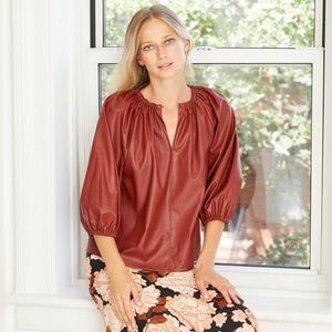 🐞3 for $35🐞Women’s Faux Leather Ballon 3/4 Sleeve Blouse